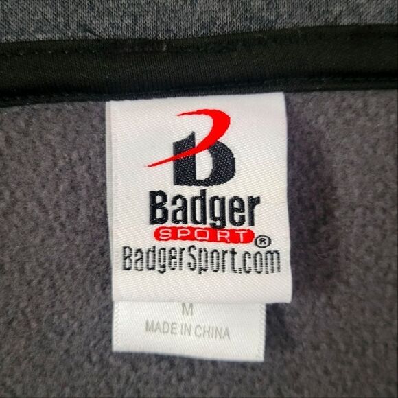 Badger Men's Athletic Black and Gray Qtr-Zip Long Sleeve Pullover - Picture 2 of 11